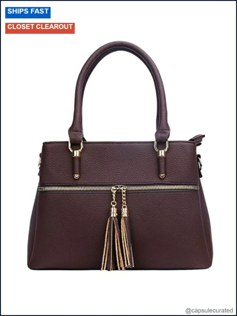 PU Leather Top Handle Satchel Handbag with 3 Compartments